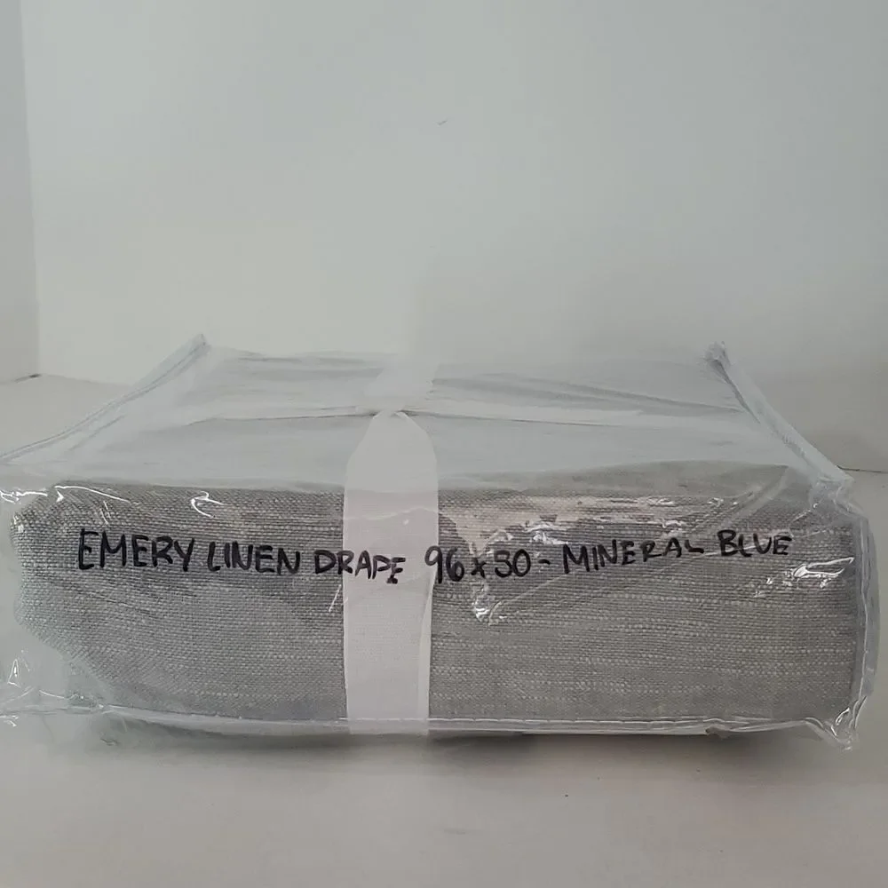 Pottery Barn Emery Linen Curtain Mineral Blue 50